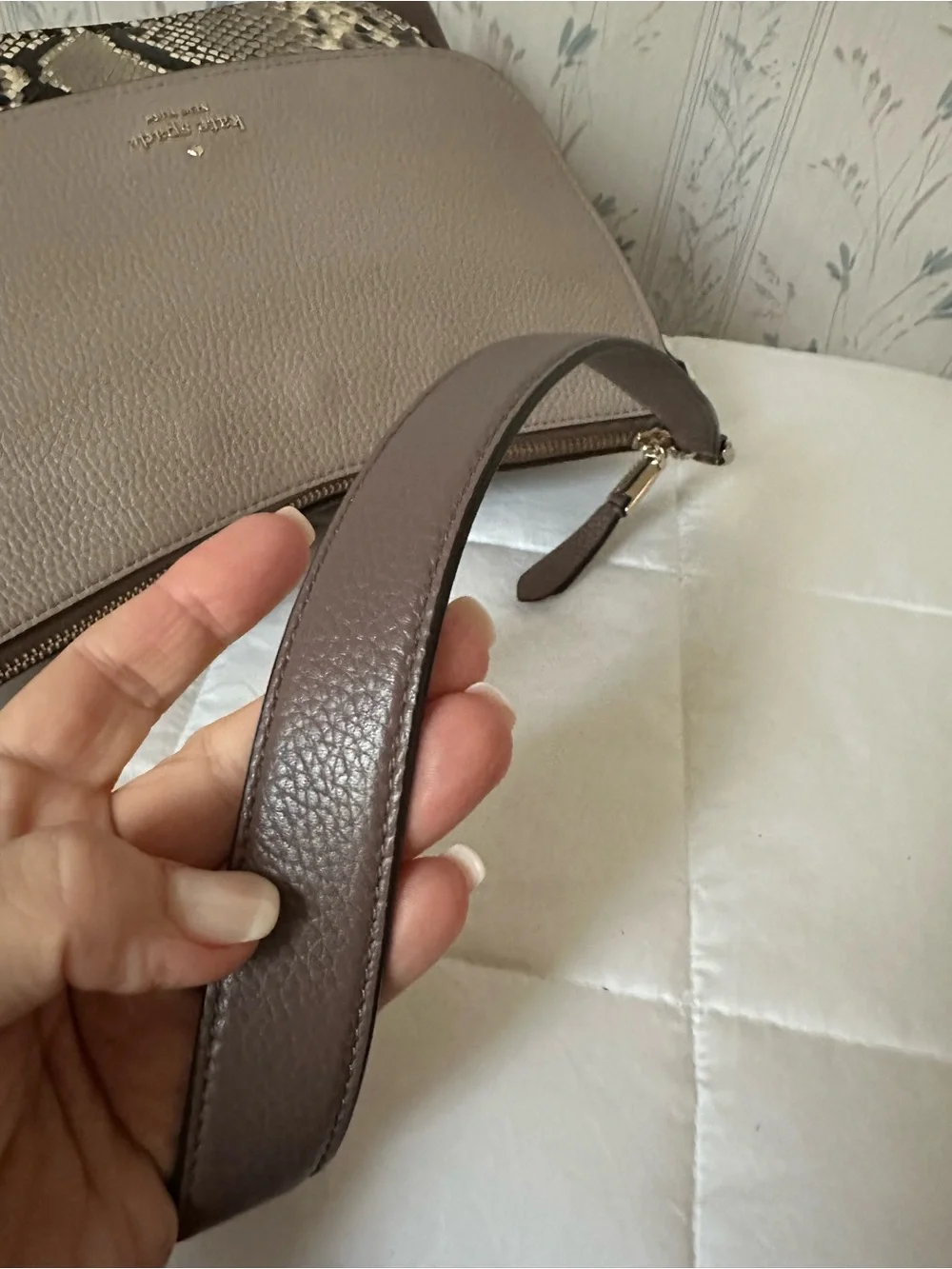 Kate Spade Leather Shoulder Bag with Snake-Print Accent